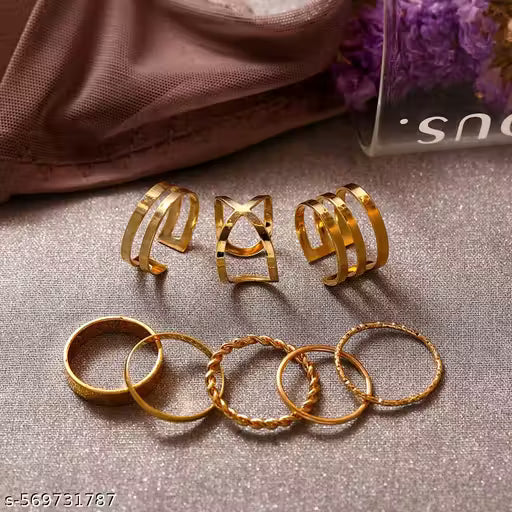 ELEGANT 8 Pcs Dailywear Western Designs Ring Set For Women And Girls