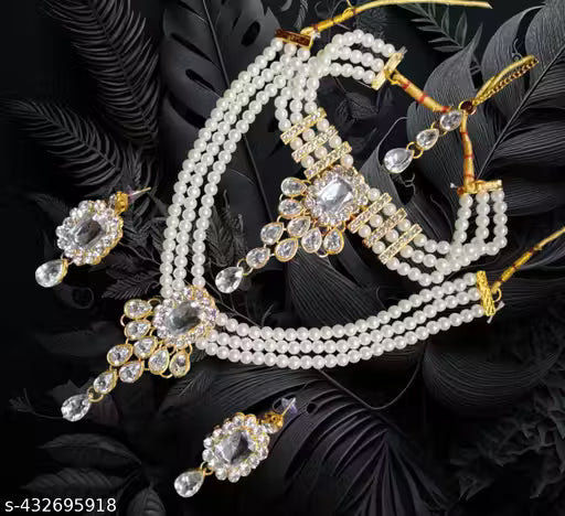 The Stunning Rock combo necklace set with earrings and maang tika