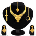 SDR Golden Necklace with earrings nathiya maangtika and bracelet set jewellery set